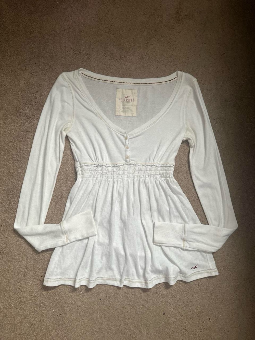 Vintage Y2K Hollister Ruched Henley Babydoll Top